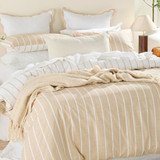 Adria Reversible Natural Stripe Quilt Cover Set [HABBADREQC23C]