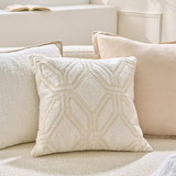 Anouk Diamond Embroidered Cushion in Natural by MUSE | 1 x Square Cushion 45cm x 45cm - Pillow Talk