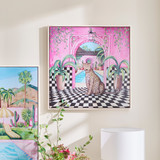 Moroccan Leopard with Love Framed Canvas Wall Art in Pink by Jo Horsley for Pillow Talk | W64xH64cm - Pillow Talk