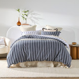Adria Reversible Charcoal Stripe Quilt Cover Set [HABBADREQC23D]