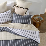 Adria Reversible Charcoal Stripe Quilt Cover Set [HABBADREQC23D]