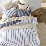 Adria Reversible Charcoal Stripe Quilt Cover Set [HABBADREQC23D]
