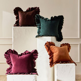 Celine Scalloped Frill Velvet Feather Cushion [MUSLCELINE25]