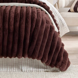 Oslo Chocolate Brown Faux Fur Ribbed Comforter Set [MUSBOSLOC24A]