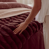 Oslo Chocolate Brown Faux Fur Ribbed Comforter Set [MUSBOSLOC24A]