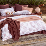 Halston Palm Quilt Cover Set in Rust by Habitat | Double Bed, Queen Bed, Super King Bed - Pillow Talk