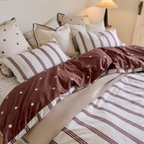 Louella Chocolate Polka Dot Quilt Cover Set [HABBLOUQC26]