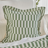 Indra Check European Pillowcase in Green by Habitat | European - Pillow Talk