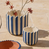 Lucy Dark Blue Stripe Decorative Pot in DarkBlue by MUSE | Large, Small - Pillow Talk