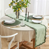 Maya Green Scalloped Table Runner [HABLMAYTRS24_GRE]