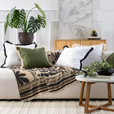 Chester Dark Green Fringe Feather Cushion [MUSLCHEST21_DISD]