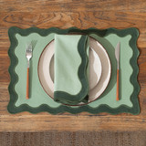 Maya Green Scalloped Placemat in Green by MUSE | 1x Placemat 33cm x 48cm - Pillow Talk