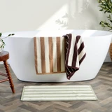 Maverick Reversible Stripe Bath Mat Range in Natural, Mahogany, Sage by MUSE | 50x80cm - Pillow Talk