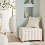 Adeline Stripe Storage Ottoman in Beige by MUSE | One Size - Pillow Talk