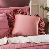 Sabrina Velvet Ruffle Cushion in Blush by Habitat | 1 x Square Cushion 45cm x 45cm - Pillow Talk