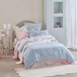 Maisie Reversible Light Blue Check Quilt Cover Set [HABBMCQC25E]
