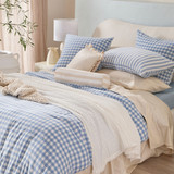 Maisie Reversible Light Blue Check Quilt Cover Set [HABBMCQC25E]