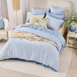 Maisie Reversible Light Blue Check Quilt Cover Set [HABBMCQC25E]