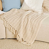 Sofia Chenille Chunky Knit Throw in Natural by Habitat | 127x152cm - Pillow Talk