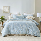 Amane Palm Quilt Cover Set in LightBlue by MUSE | Queen Bed, Super King Bed - Pillow Talk