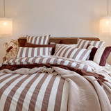 Milah Chocolate Brown Stripe Quilt Cover Set [HABBMILAHQ25F]