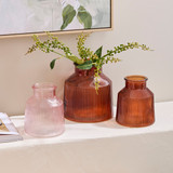 Boston Ribbed Glass Vase in Amber, LightPink by Habitat | Large, Small - Pillow Talk