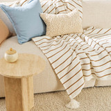 Vale Stripe Chenille Extra large Throw in WhiteNatural by MUSE | 150x220cm - Pillow Talk