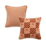 Sedona Palm Embroidered Check Cushion [MUSLSEDO26]