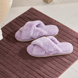 Victoria Faux Fur Slippers in Mahogany, Lilac by Habitat | Medium ,  Large, Small ,  Medium - Pillow Talk
