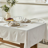 Catania Natural Stripe Table Cloth 150x230cm in Natural by Habitat | Rectangle Table Cloth 150cm x 230cm - Pillow Talk