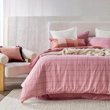 Pink Check Reversible Flannelette Quilt Cover Set [HABBFLQCS26C]