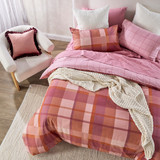 Pink Check Reversible Flannelette Quilt Cover Set [HABBFLQCS26C]