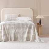 Natural Gingham Cotton Flannelette Sheet Set [HABBPRFLSS26A]