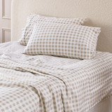 Natural Gingham Cotton Flannelette Sheet Set [HABBPRFLSS26A]