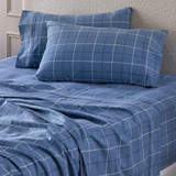 Blue Check Cotton Flannelette Sheet Set [HABBPRFLSS26E]