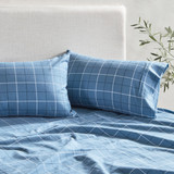 Blue Check Cotton Flannelette Sheet Set in BlueCheck by Habitat | Double Bed, King Bed Deep, Queen Bed Deep, Super King Bed, King Bed, King Single Bed, Queen Bed, Single Bed - Pillow Talk