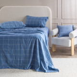 Blue Check Cotton Flannelette Sheet Set [HABBPRFLSS26E]