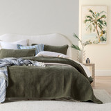 Olivia Chenille Coverlet Set in DeepGreen by Habitat | Queen Bed, Super King Bed - Pillow Talk