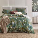 Eleanor Floral Quilt Cover Set in DarkGreen by MUSE | Queen Bed, Super King Bed, King Bed - Pillow Talk