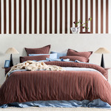 Atlas Stripe Chocolate Brown Quilt Cover Set in ChocolateBrown by Habitat | Super King Bed, Queen Bed - Pillow Talk