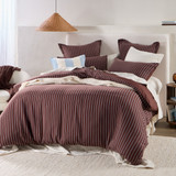 Atlas Stripe Chocolate Brown Quilt Cover Set [MUSBATLASQ25A]
