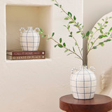 Siba Check Vase in BlueCream by MUSE | Large, Small - Pillow Talk