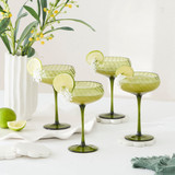 Della Green Cocktail Coupe Glass Set of 4 in Green by MUSE | 4 Pack - Pillow Talk