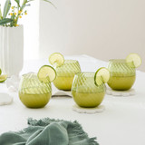 Della Green Tumbler Glass Set of 4 in Green by MUSE | 4 Pack - Pillow Talk