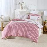 Adria Pink Reversible Stripe Quilt Cover Set [HABBADREQC23E]