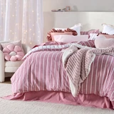 Adria Pink Reversible Stripe Quilt Cover Set [HABBADREQC23E]