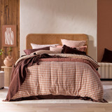 Maisie Reversible Caramel Check Quilt Cover Set in Caramel by Habitat | Double Bed, Queen Bed, Super King Bed - Pillow Talk