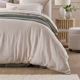 Piped Washed Linen Look Stone Quilt Cover Set [ESSBPWLLA]