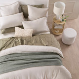 Piped Washed Linen Look Stone Quilt Cover Set [ESSBPWLLA]