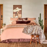 Piped Washed Linen Look Tan Quilt Cover Set [ESSBPWLLB]